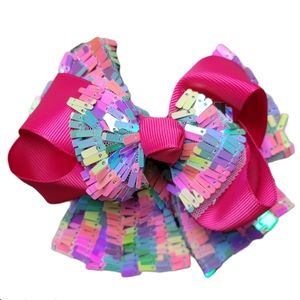 Pink Sequin Clip On Bow